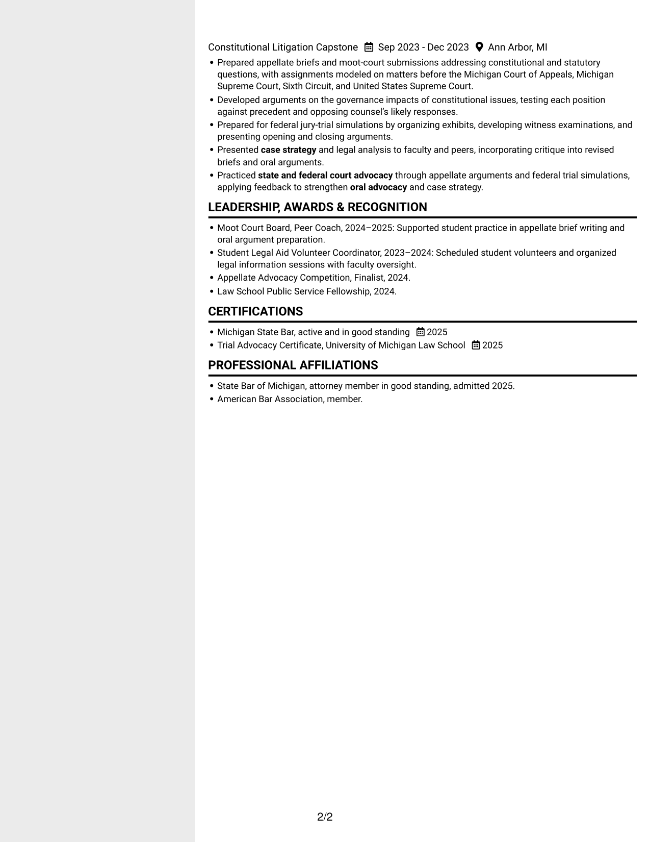 Resume example — page 2