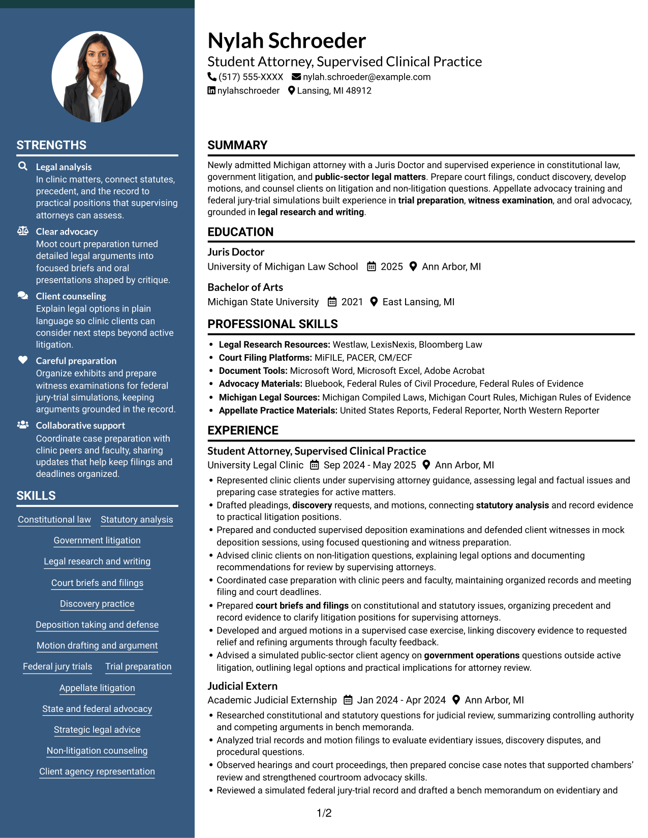 Resume example — page 1