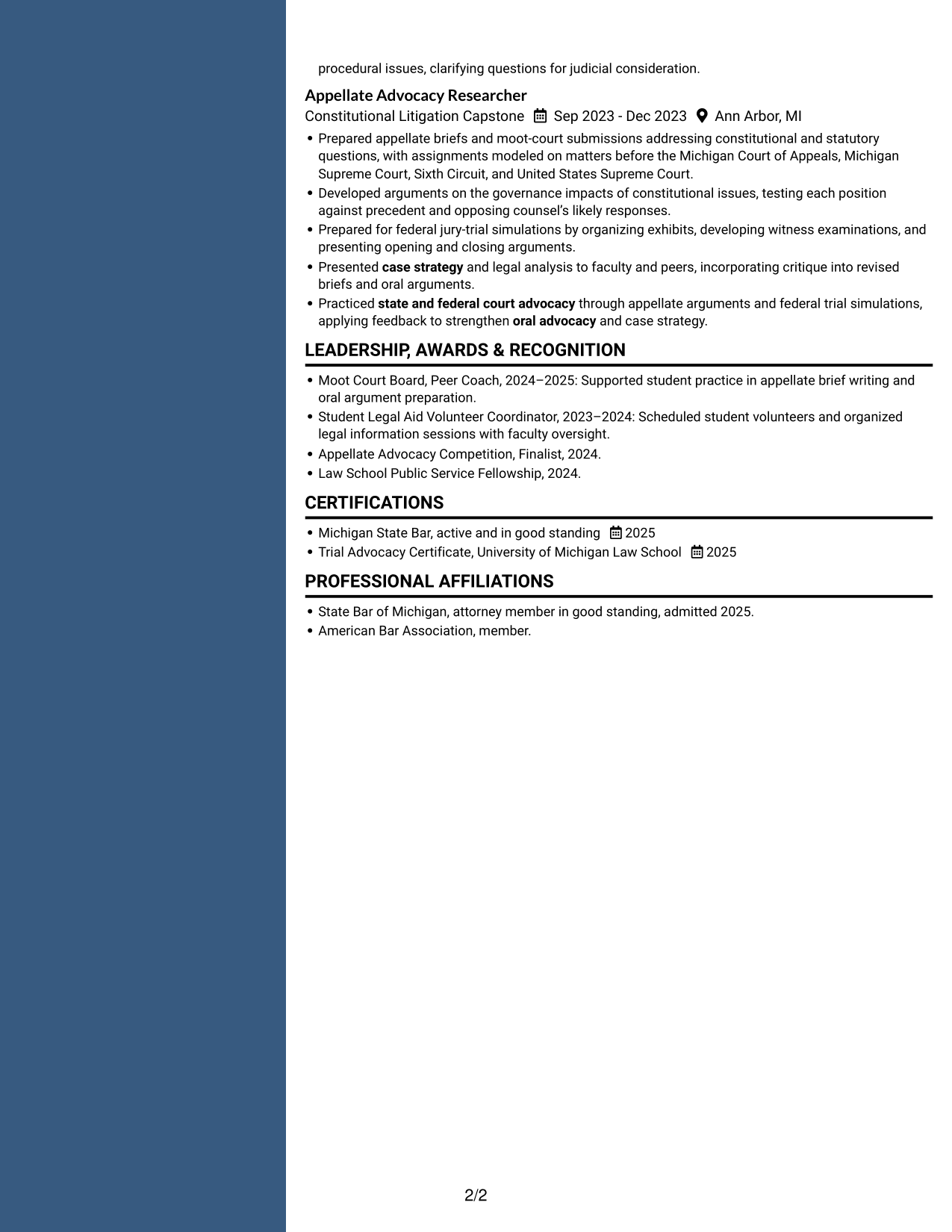 Resume example — page 2