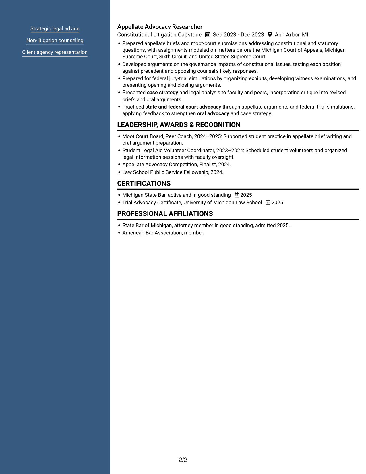Resume example — page 2
