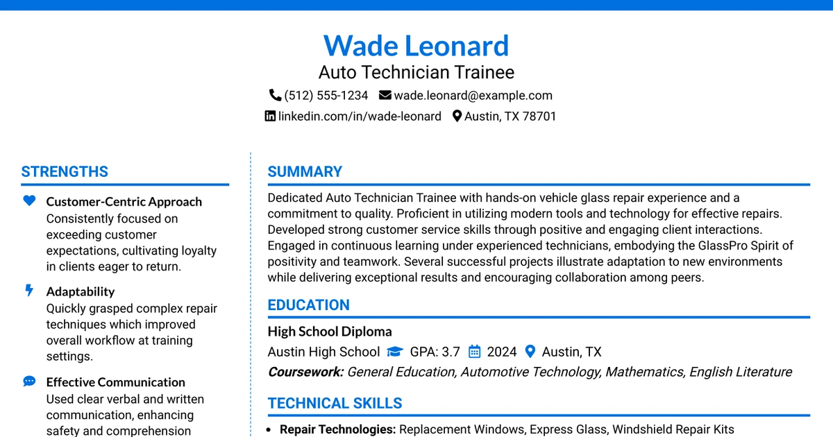 33 Auto Technician Trainee Resume Templates with Example 2026 (ATS-Optimized)