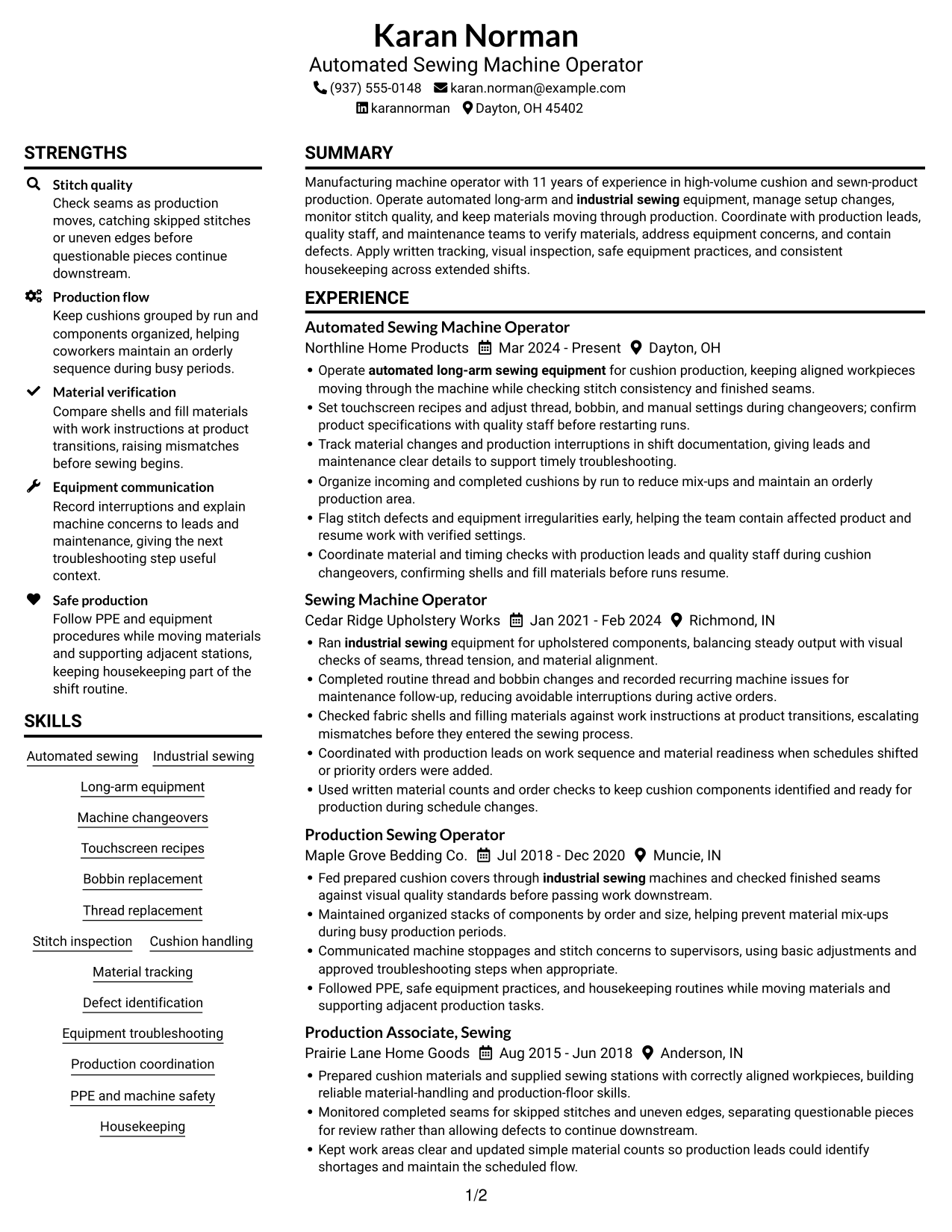 Resume example — page 1