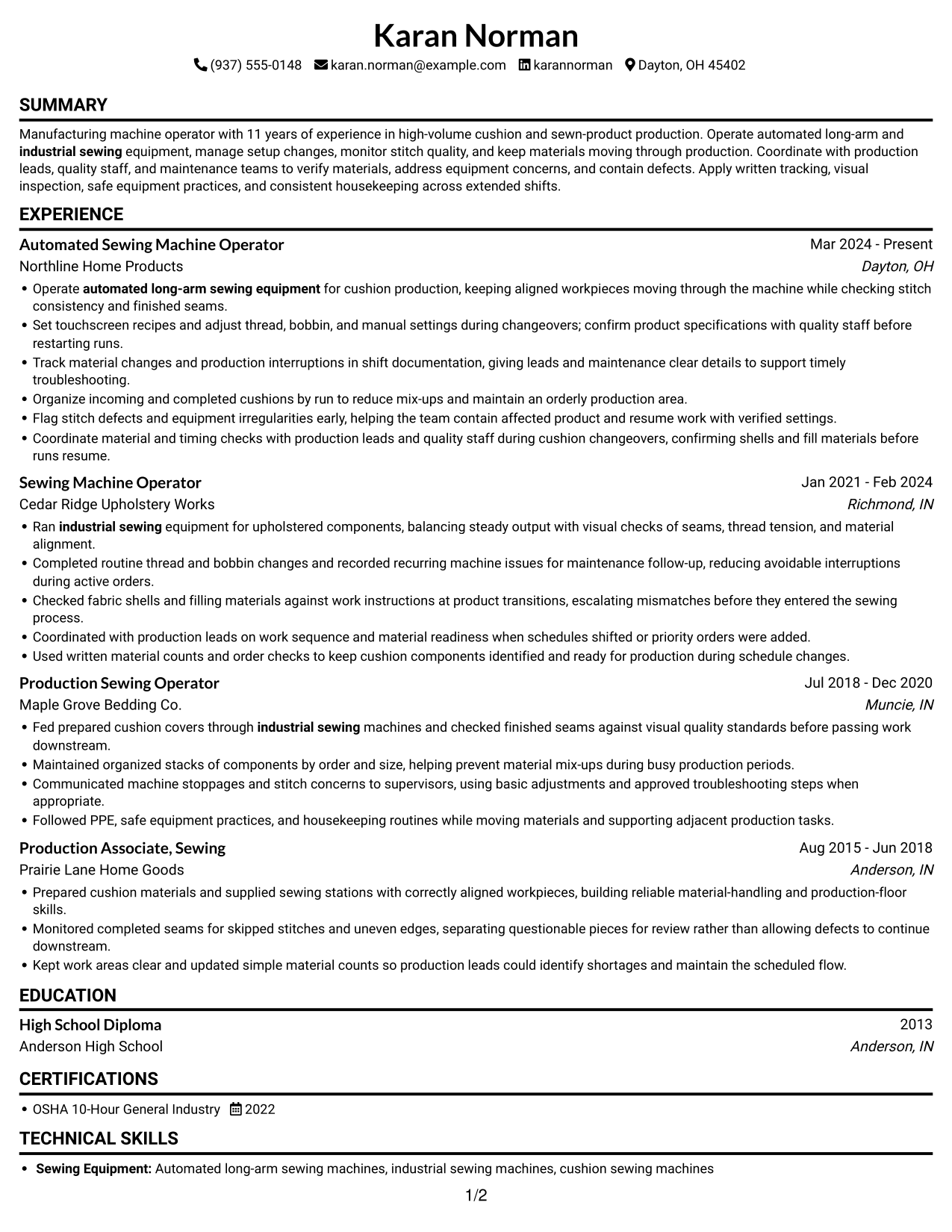 Resume example — page 1
