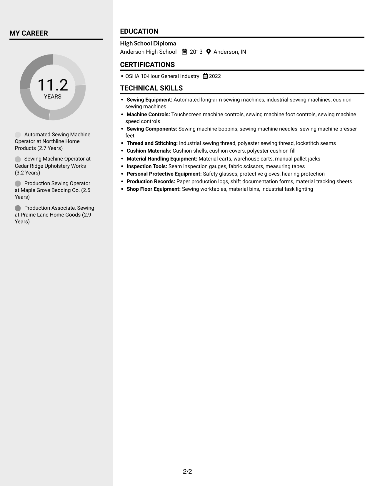 Resume example — page 2