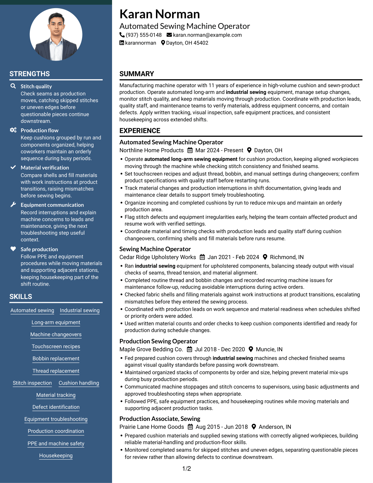 Resume example — page 1