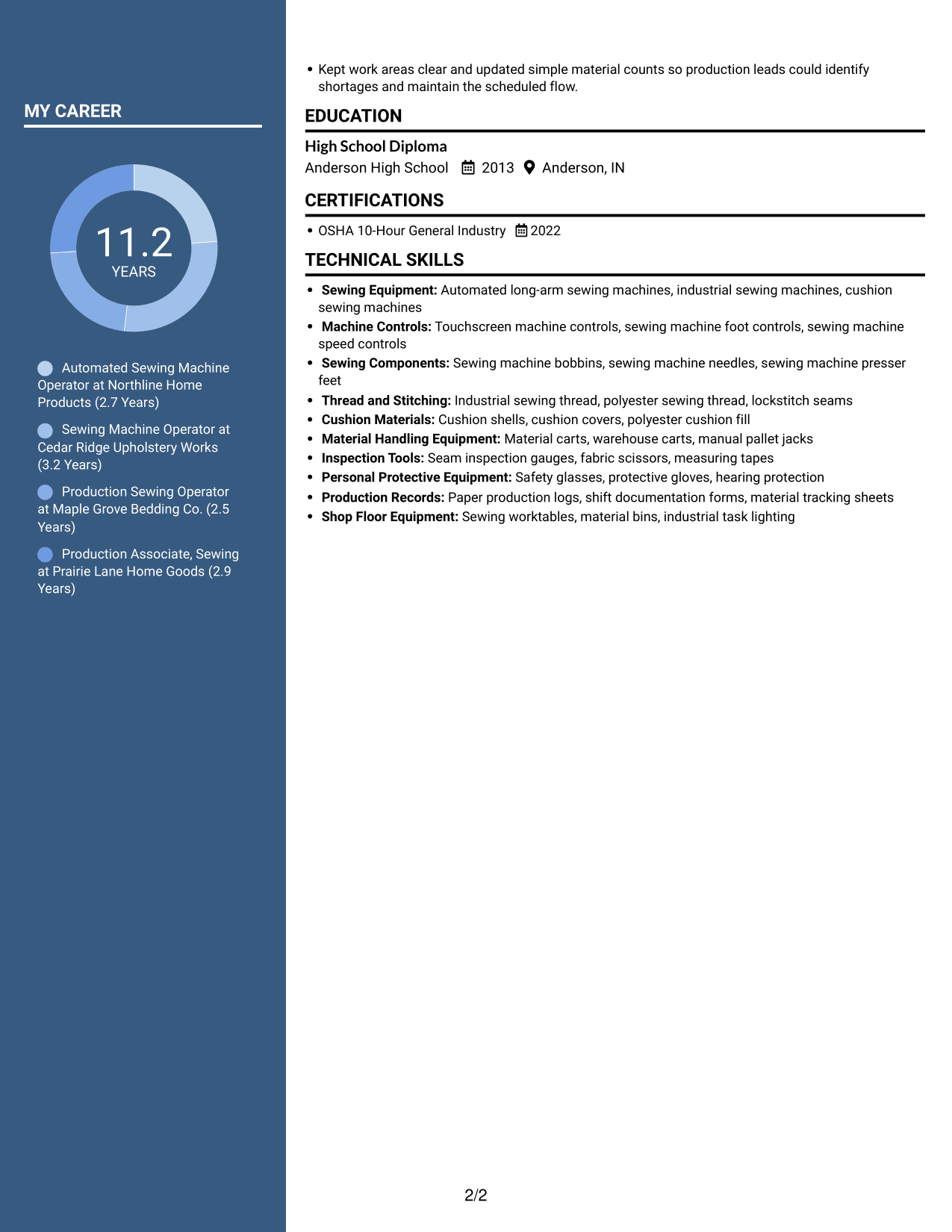 Resume example — page 2