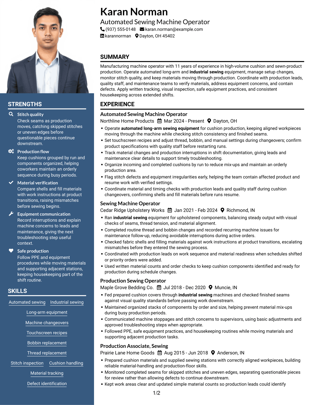 Resume example — page 1