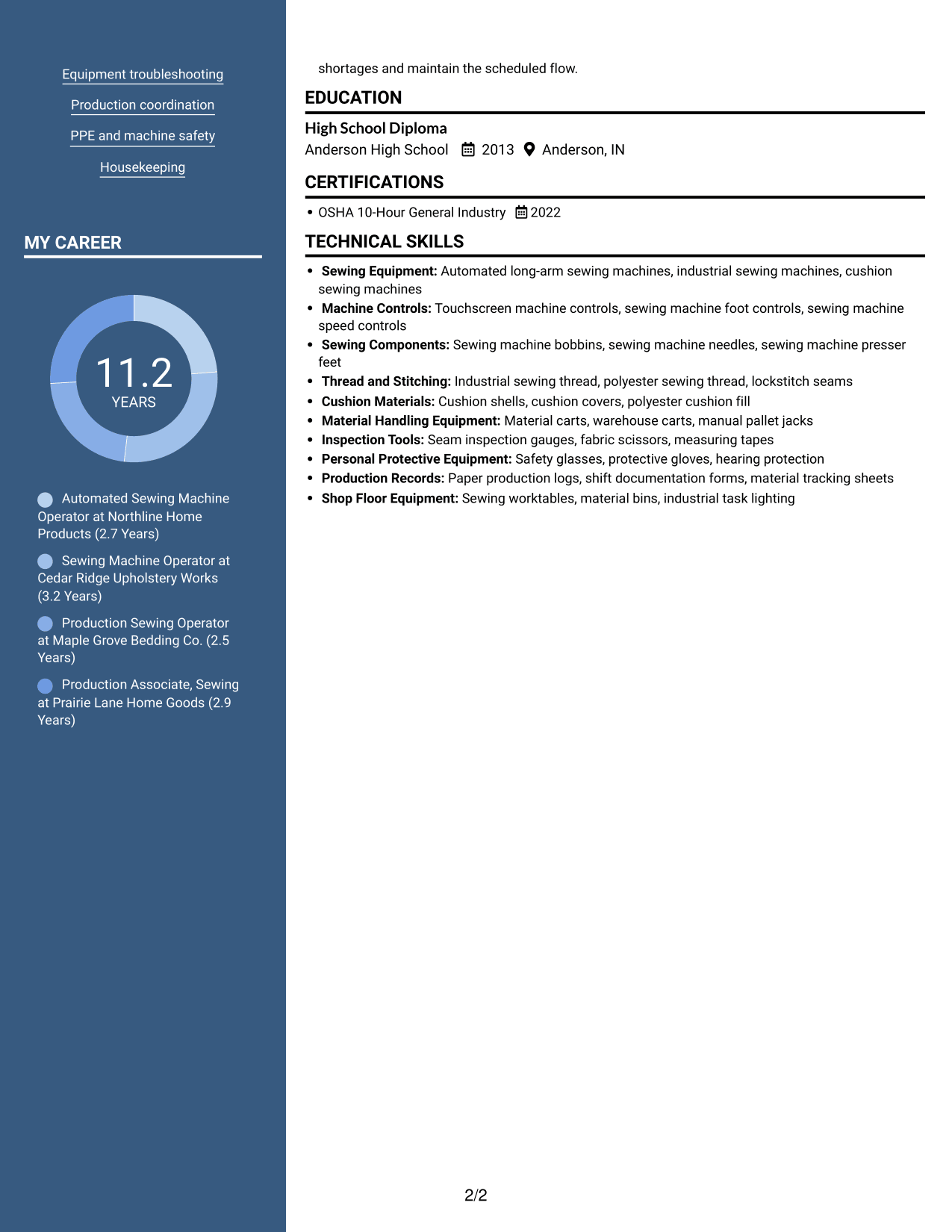 Resume example — page 2