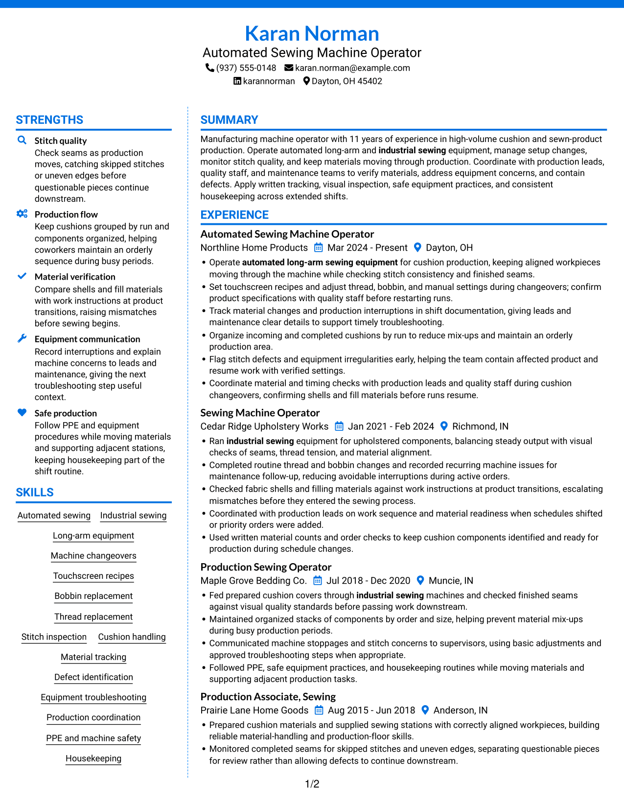 Resume example — page 1