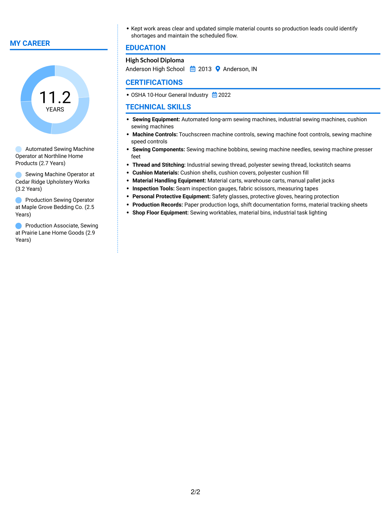 Resume example — page 2