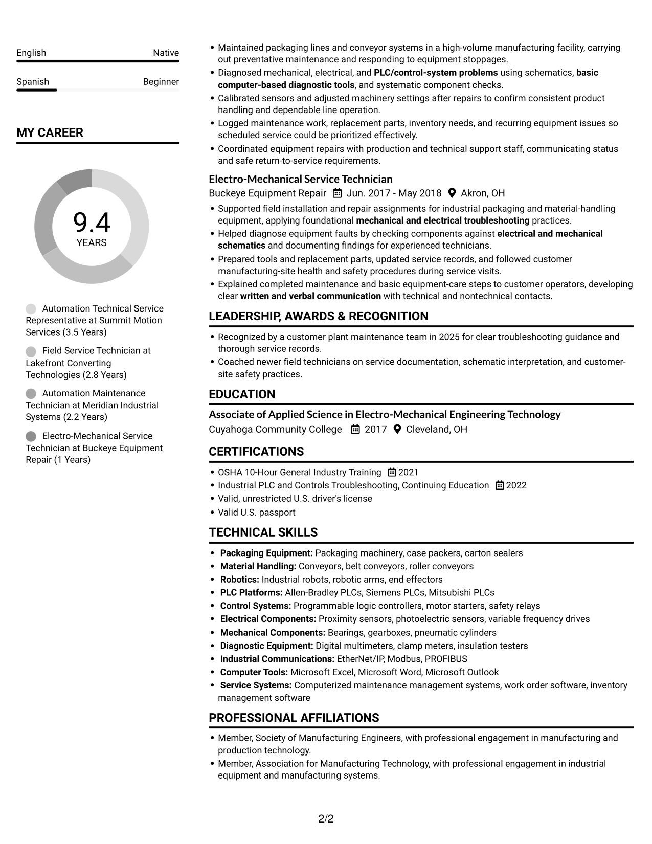 Resume example — page 2