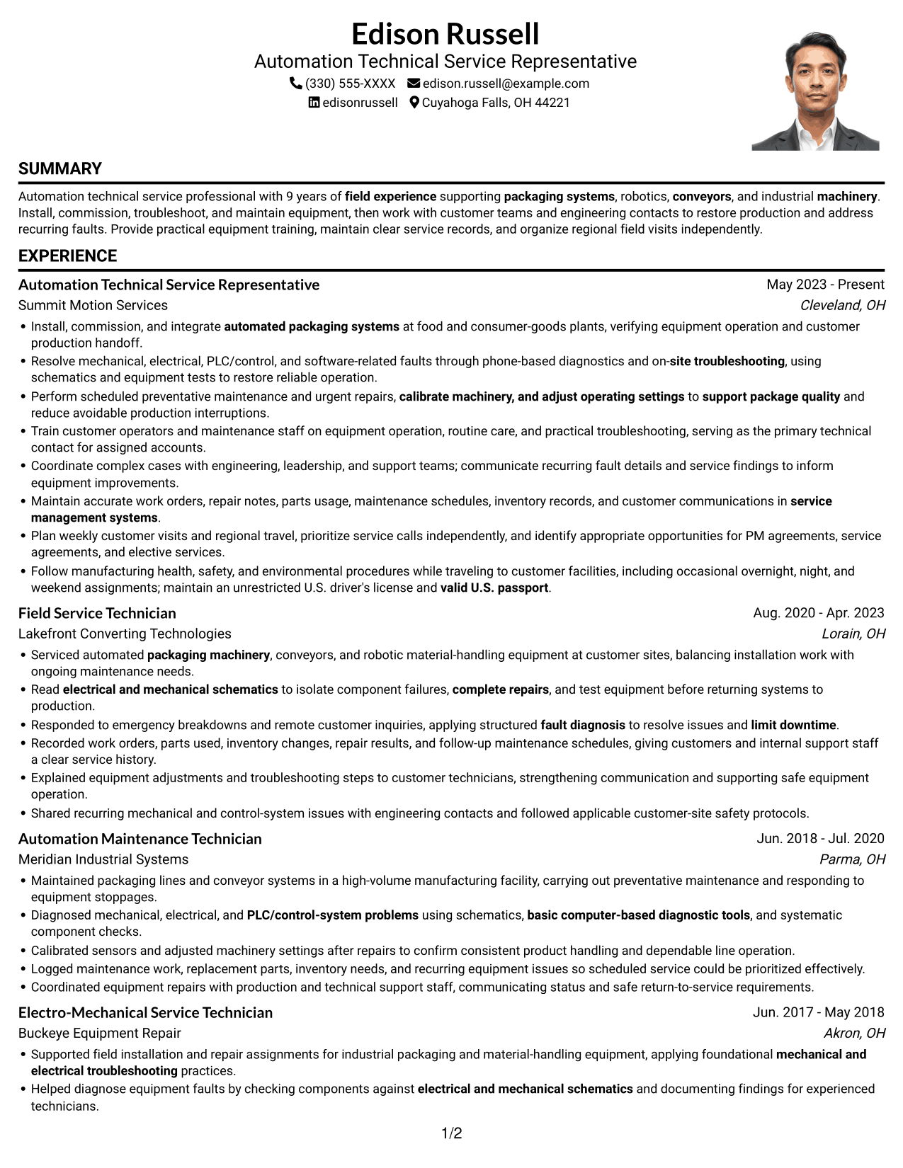 Resume example — page 1
