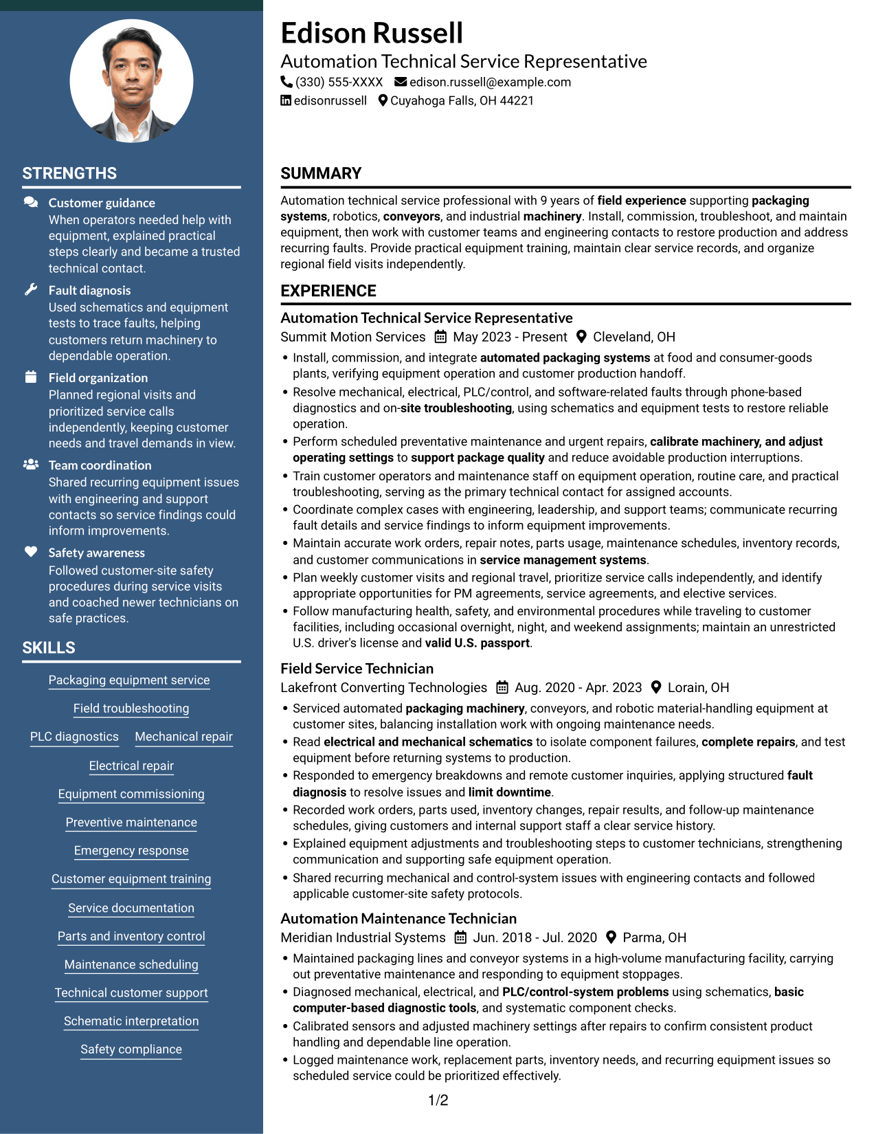 Resume example — page 1