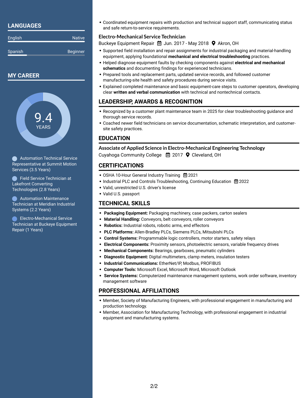 Resume example — page 2