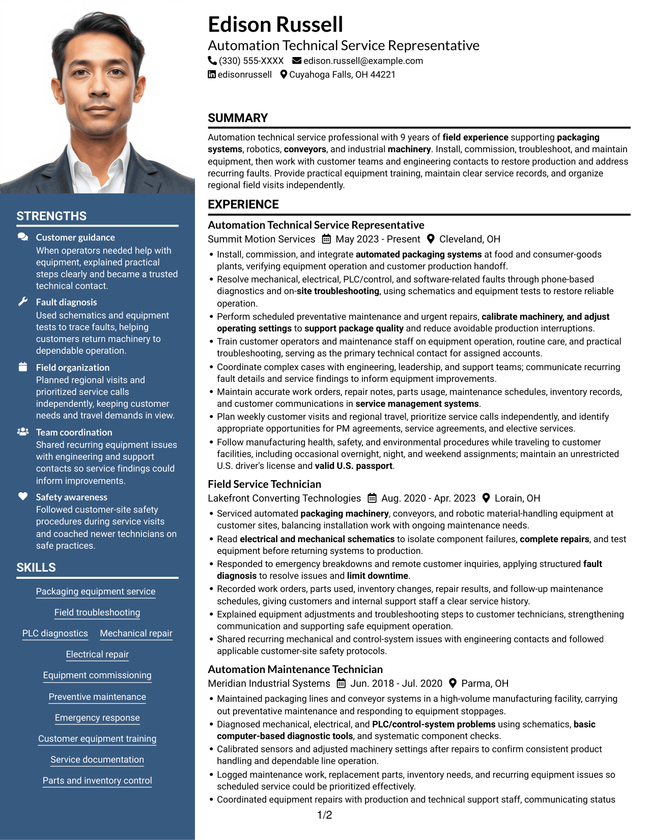 Resume example — page 1
