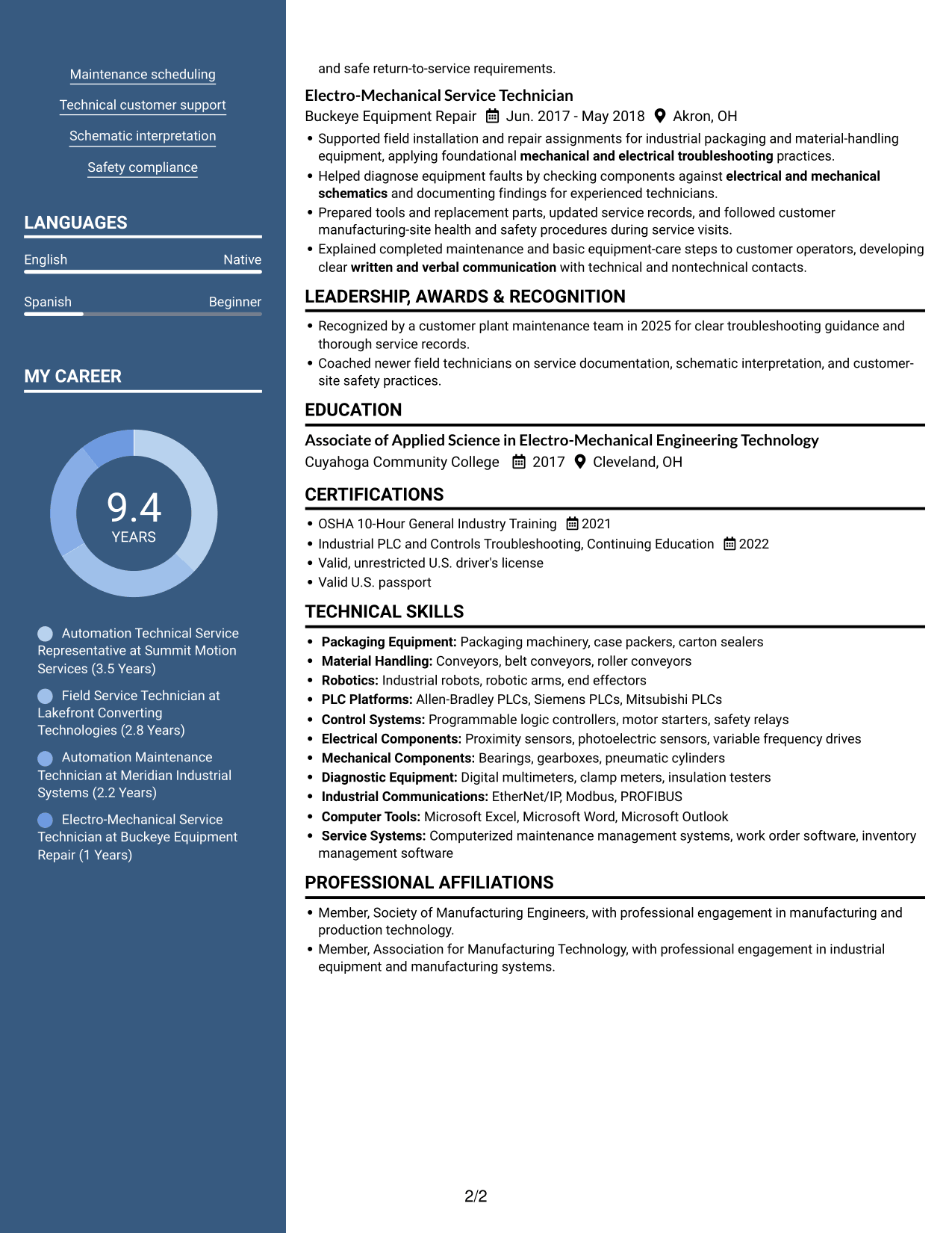 Resume example — page 2