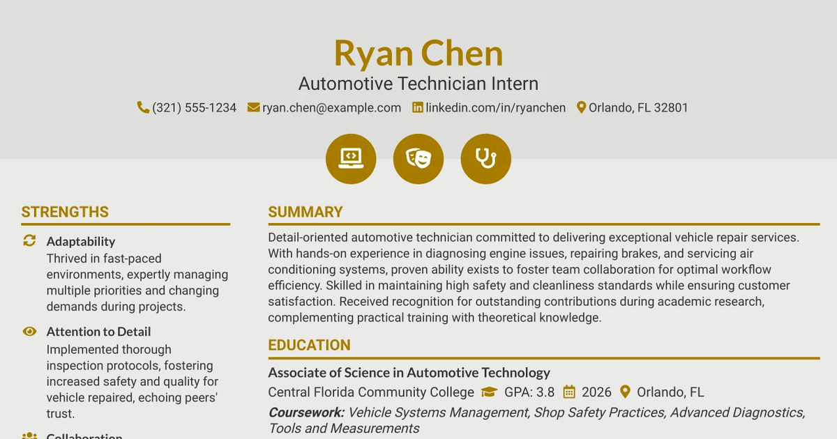 33 Automotive Technician Resume Templates with Example 2026 (ATS-Optimized)