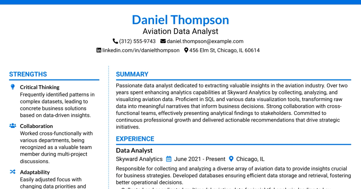 33 Aviation Data Analyst Resume Templates with Example 2026 (ATS-Optimized)