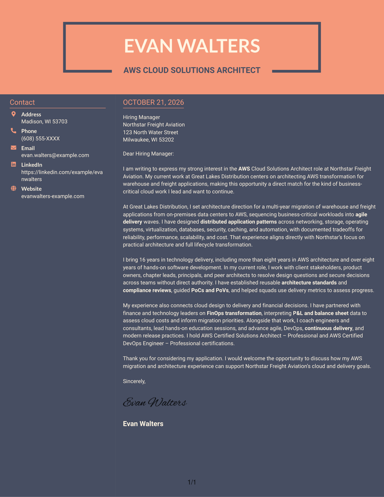 Cover letter example — page 1