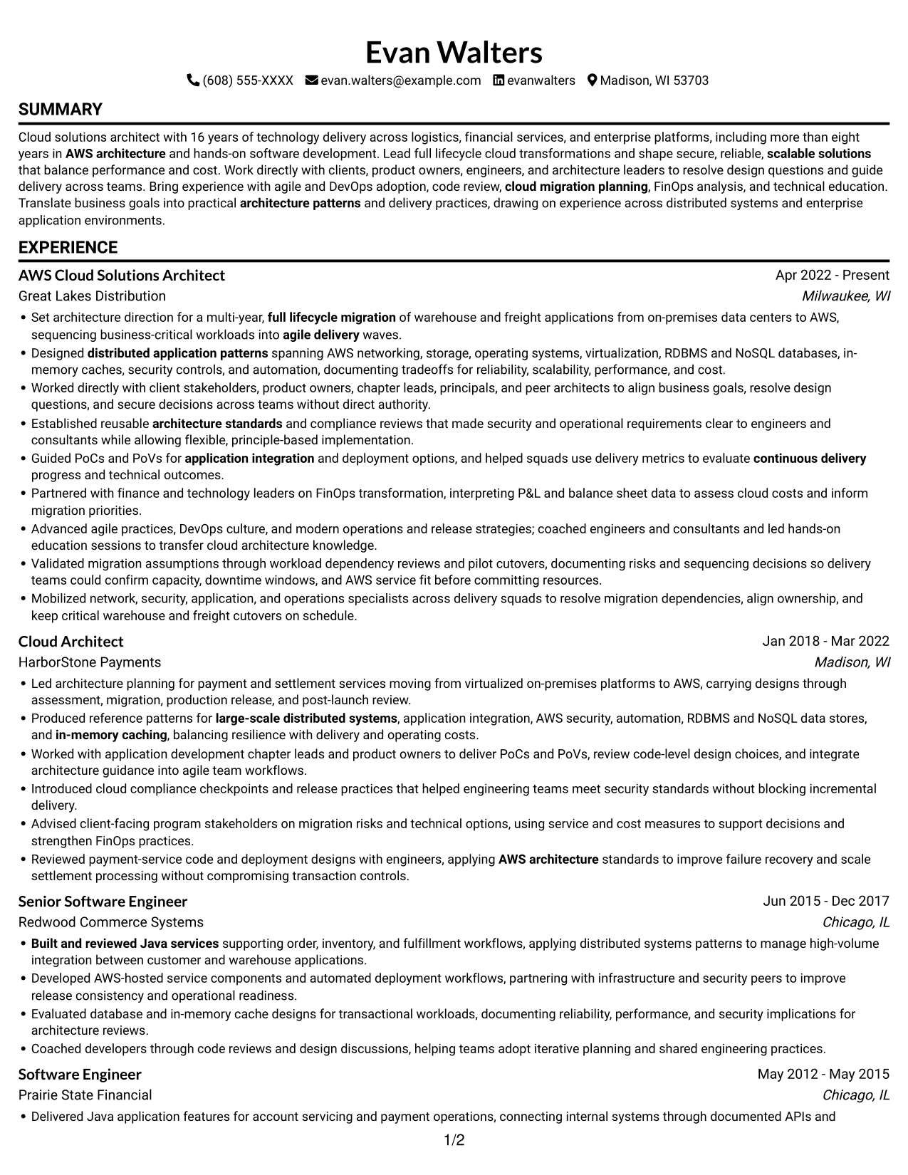 Resume example — page 1