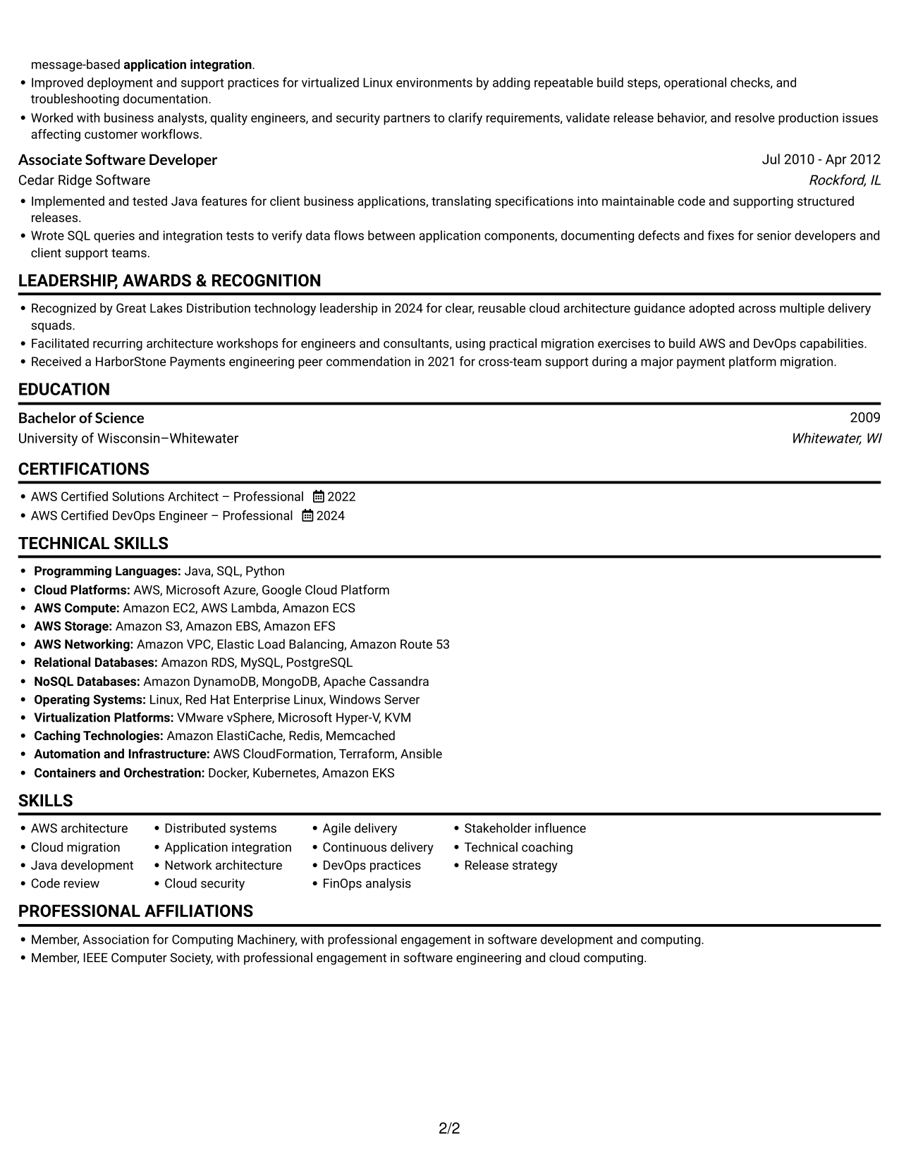 Resume example — page 2