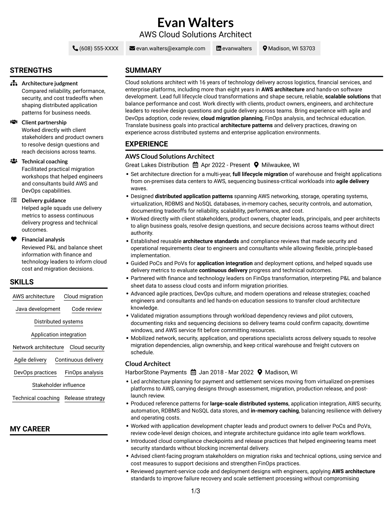 Resume example — page 1
