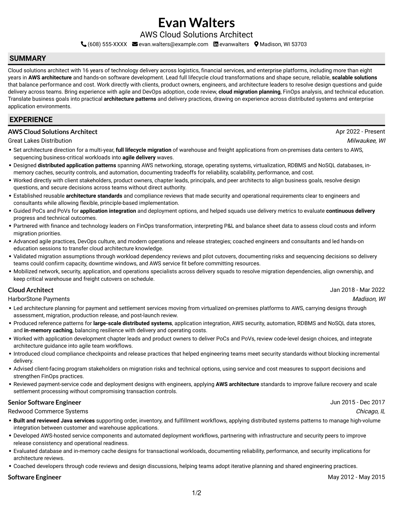 Resume example — page 1