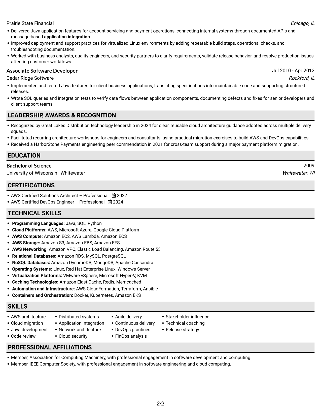 Resume example — page 2