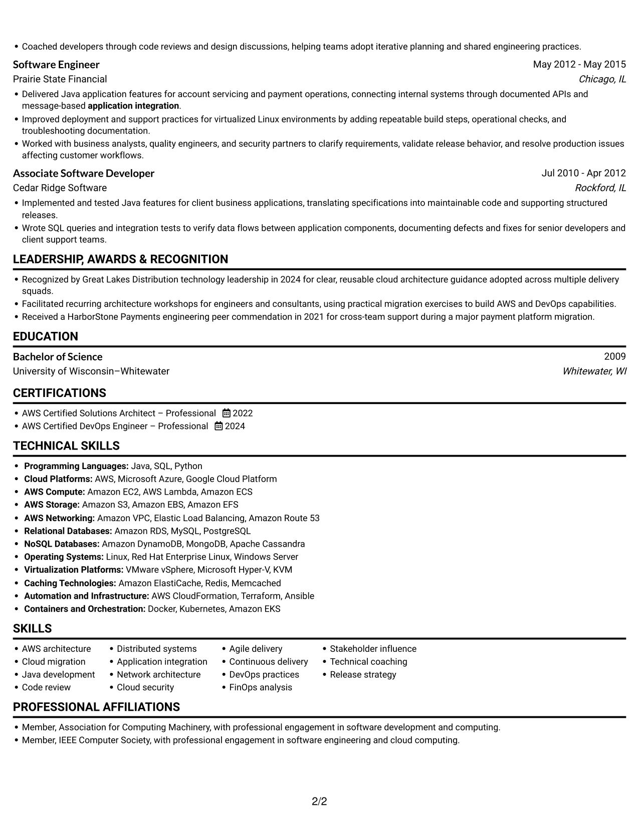 Resume example — page 2