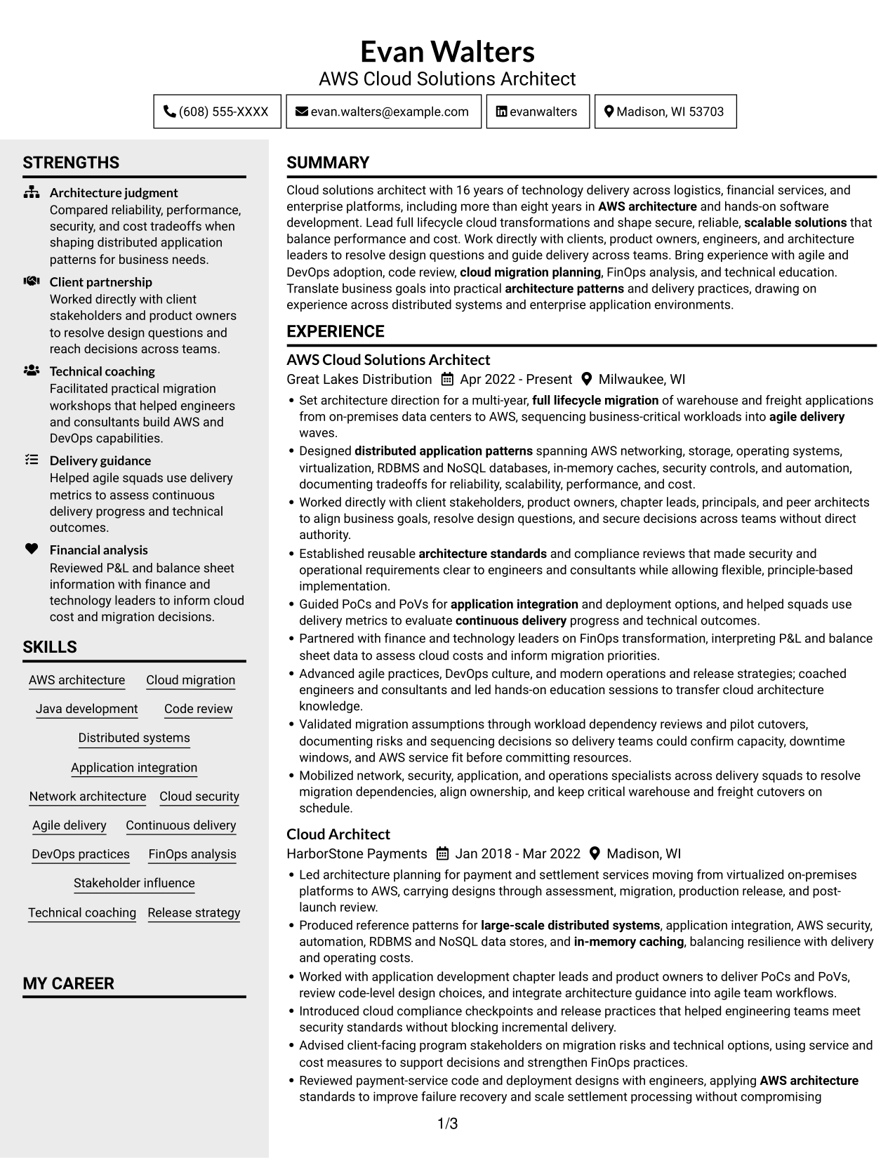 Resume example — page 1