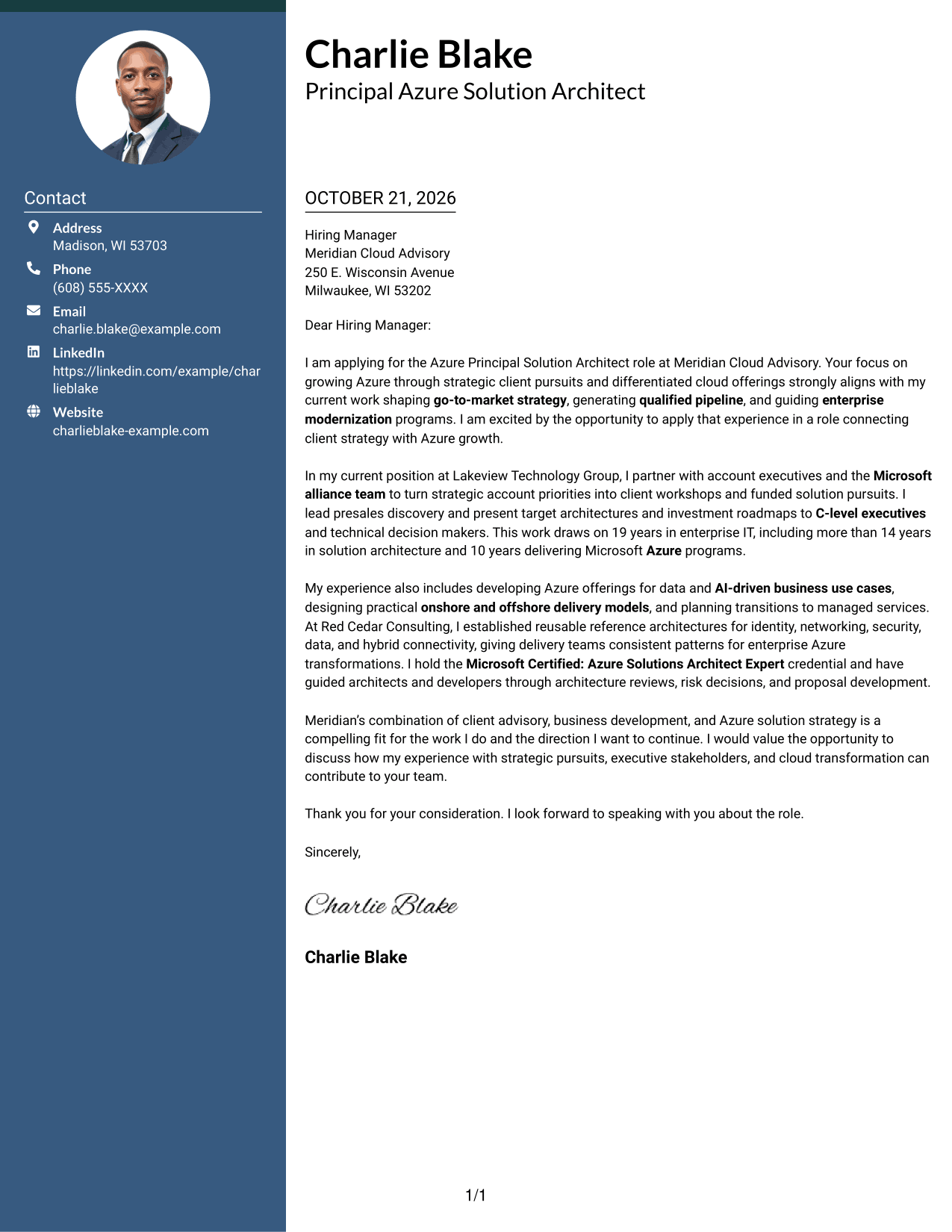 Cover letter example — page 1