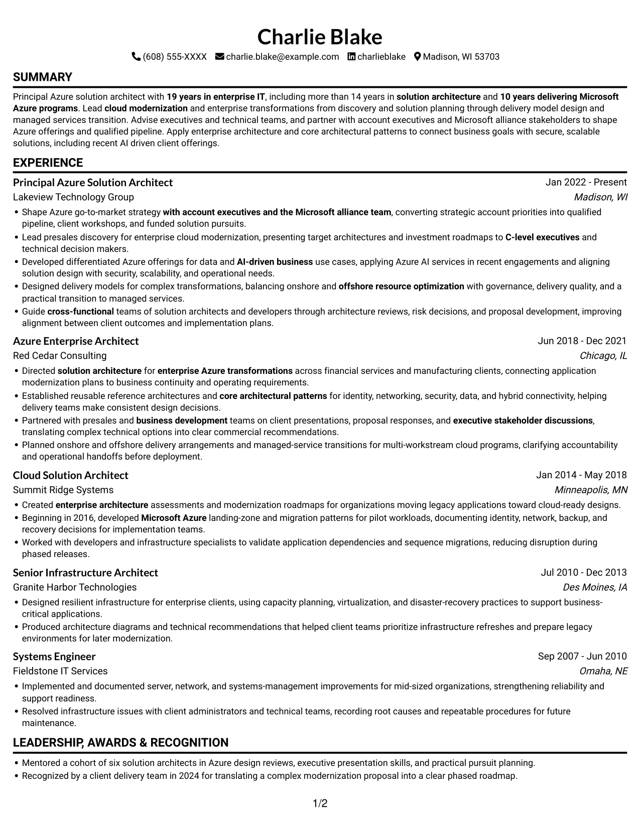 Resume example — page 1