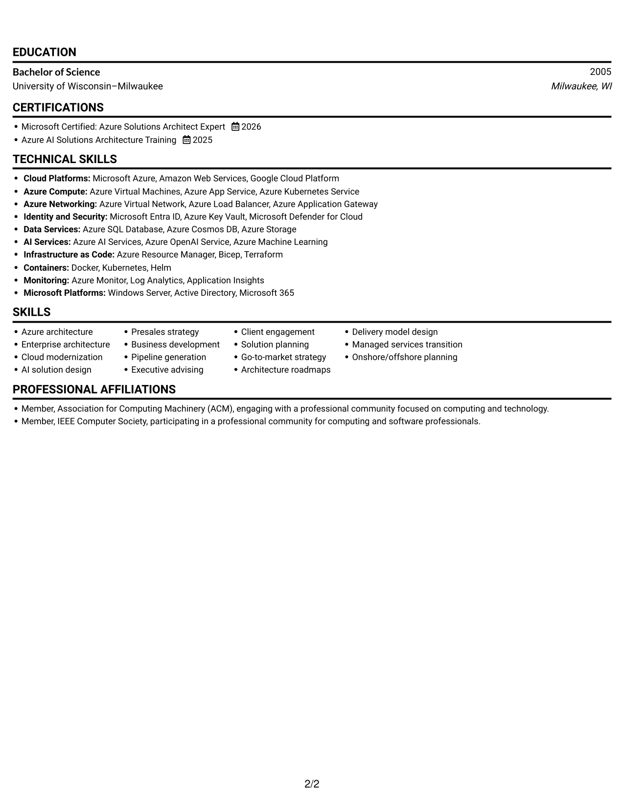 Resume example — page 2