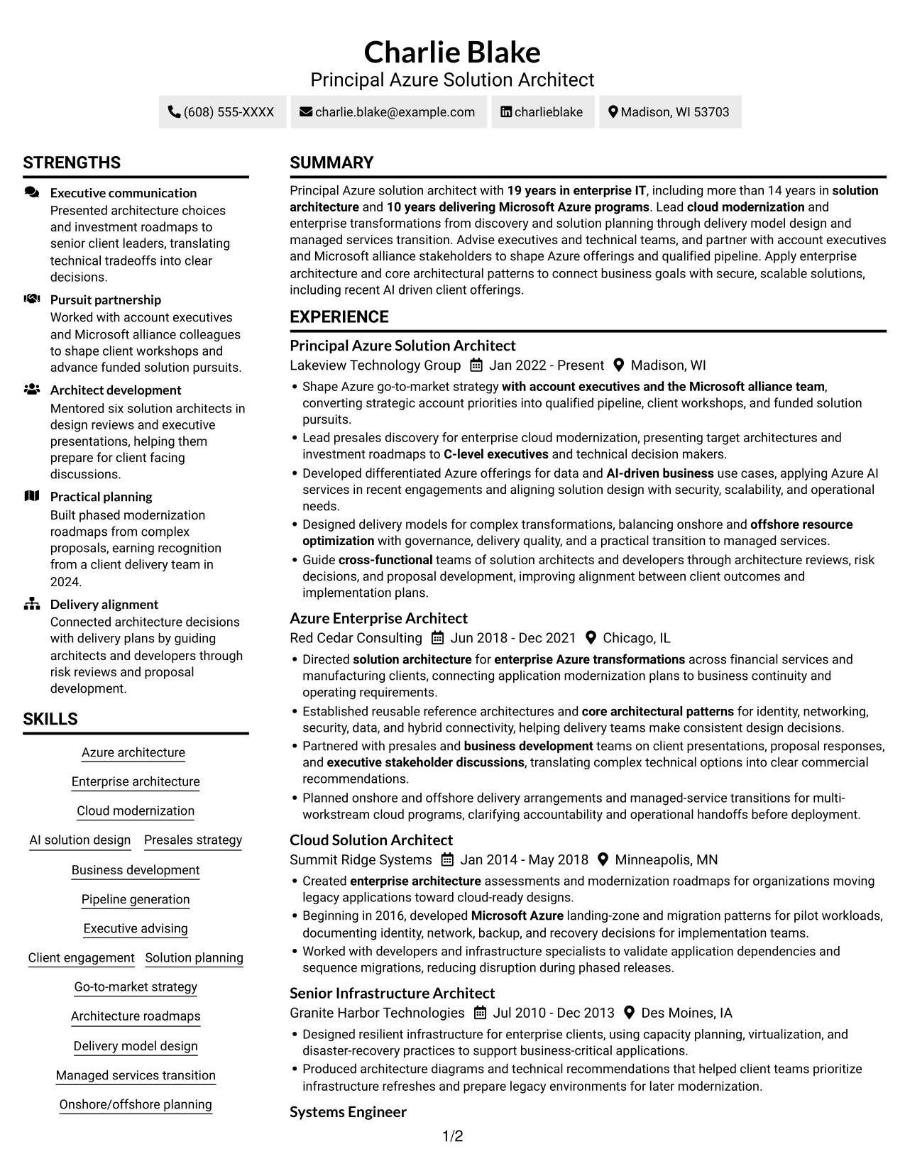Resume example — page 1