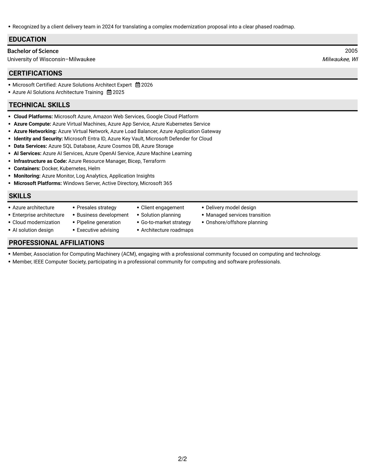 Resume example — page 2