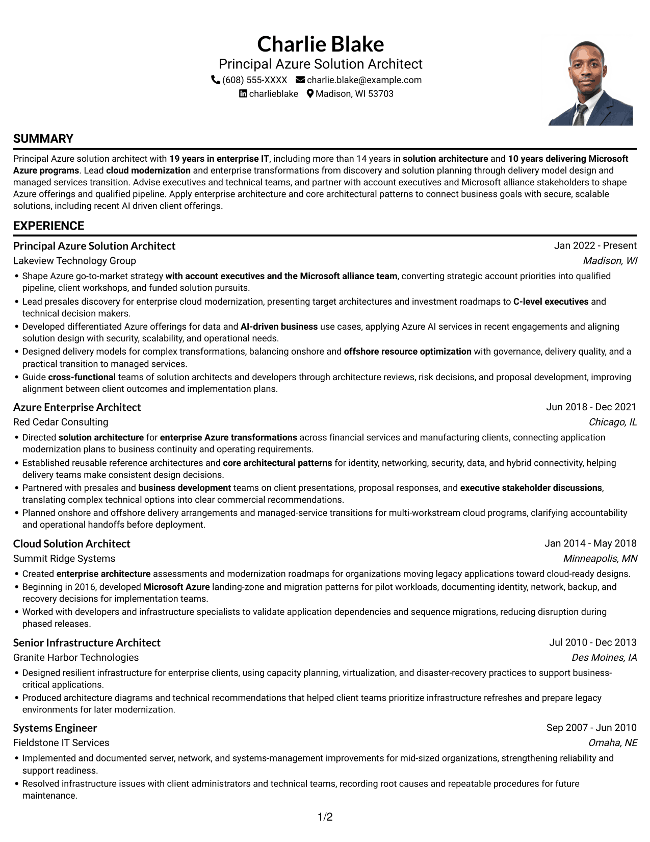 Resume example — page 1
