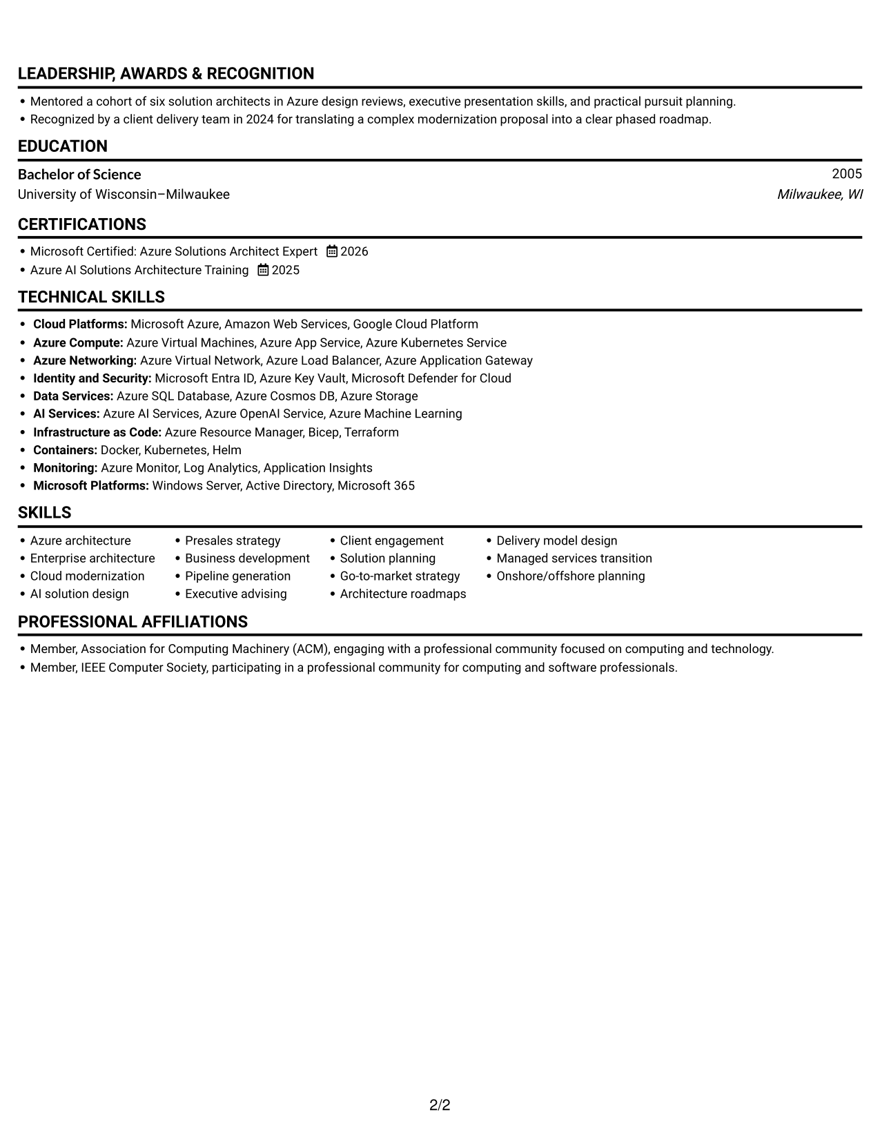 Resume example — page 2