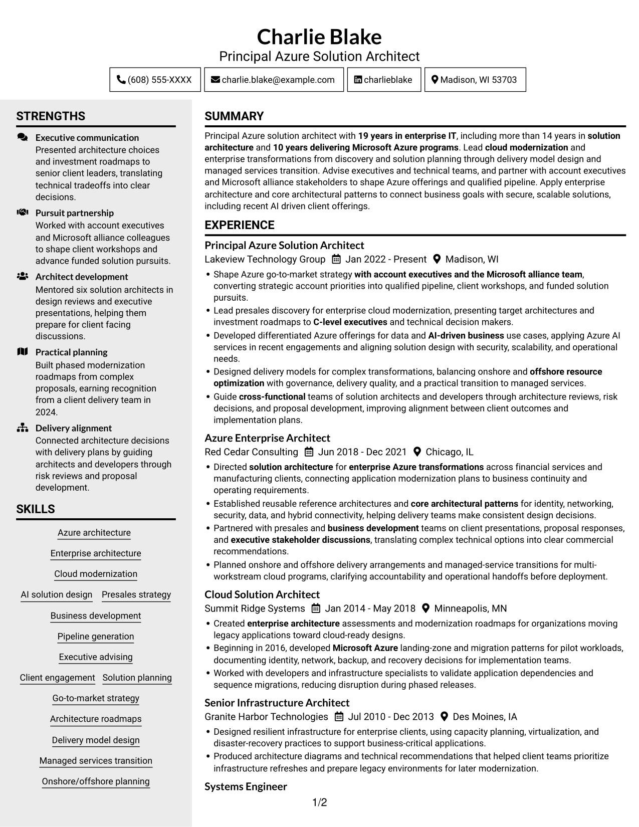 Resume example — page 1