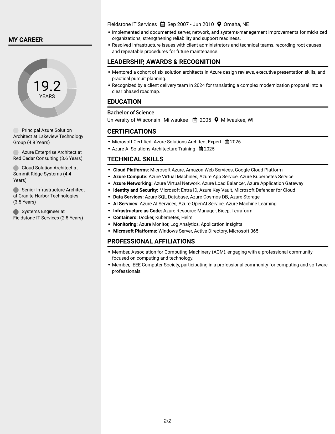 Resume example — page 2