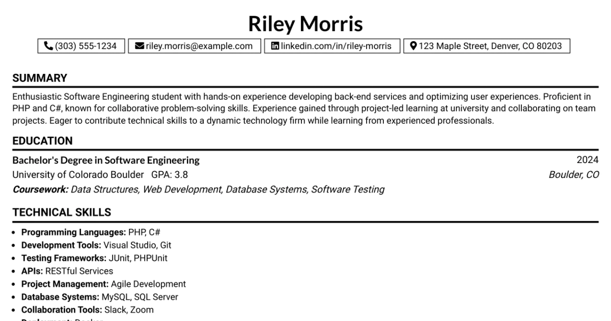 33 Backend & API Intern Resume Templates with Example 2026 (ATS-Optimized)