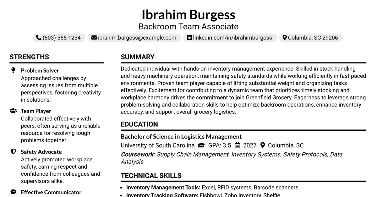 33 Backroom Team Associate Resume Templates with Example 2026 (ATS-Optimized)