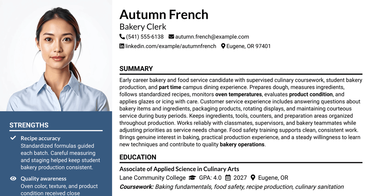 7 Bakery Clerk Resume Templates with Example