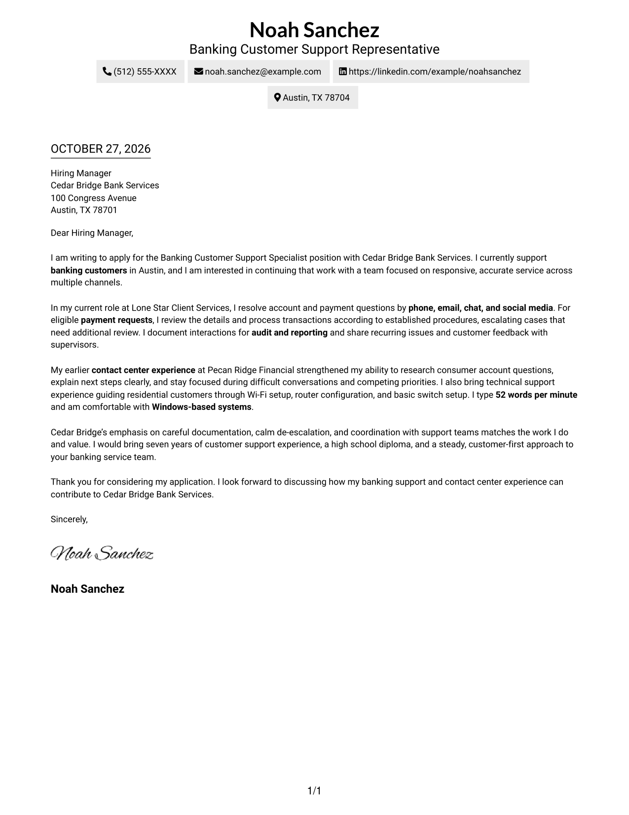 Cover letter example — page 1