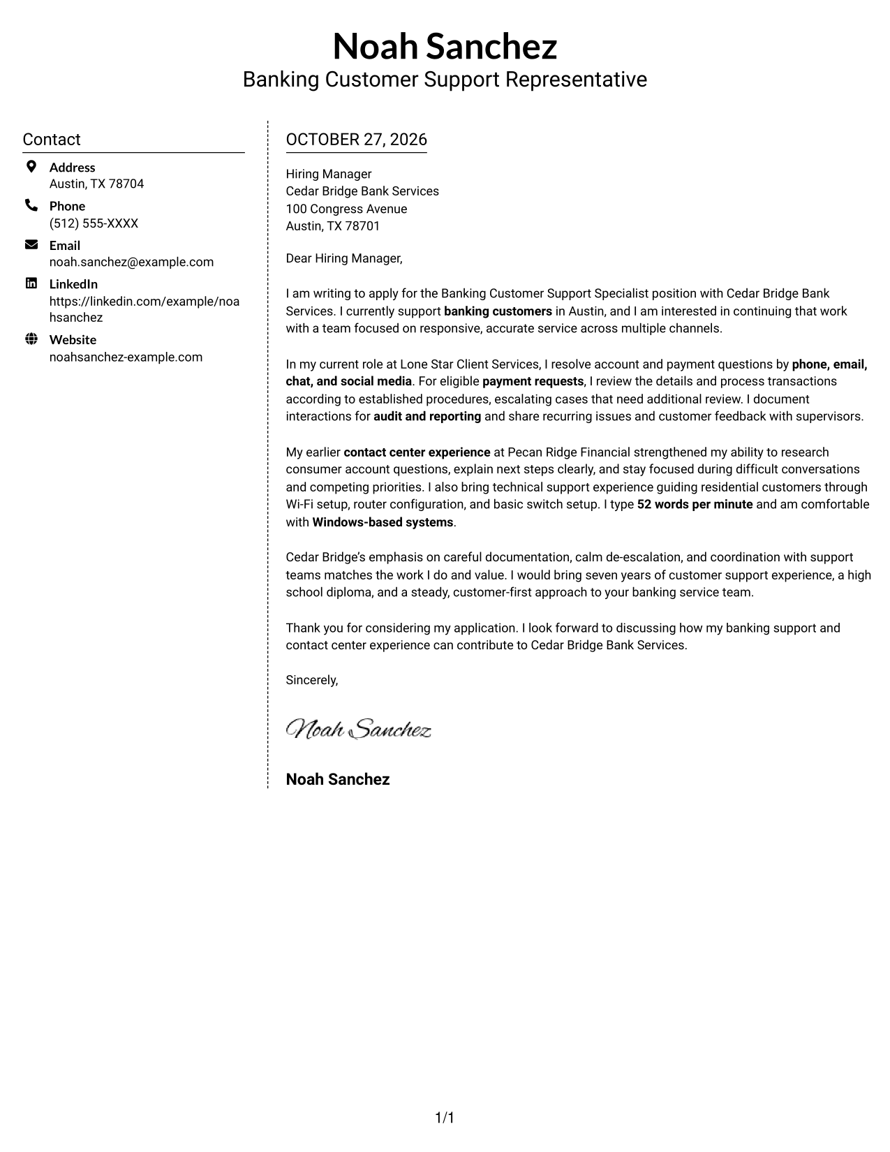 Cover letter example — page 1