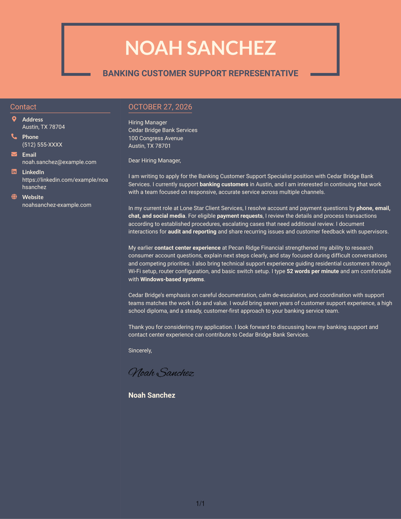 Cover letter example — page 1