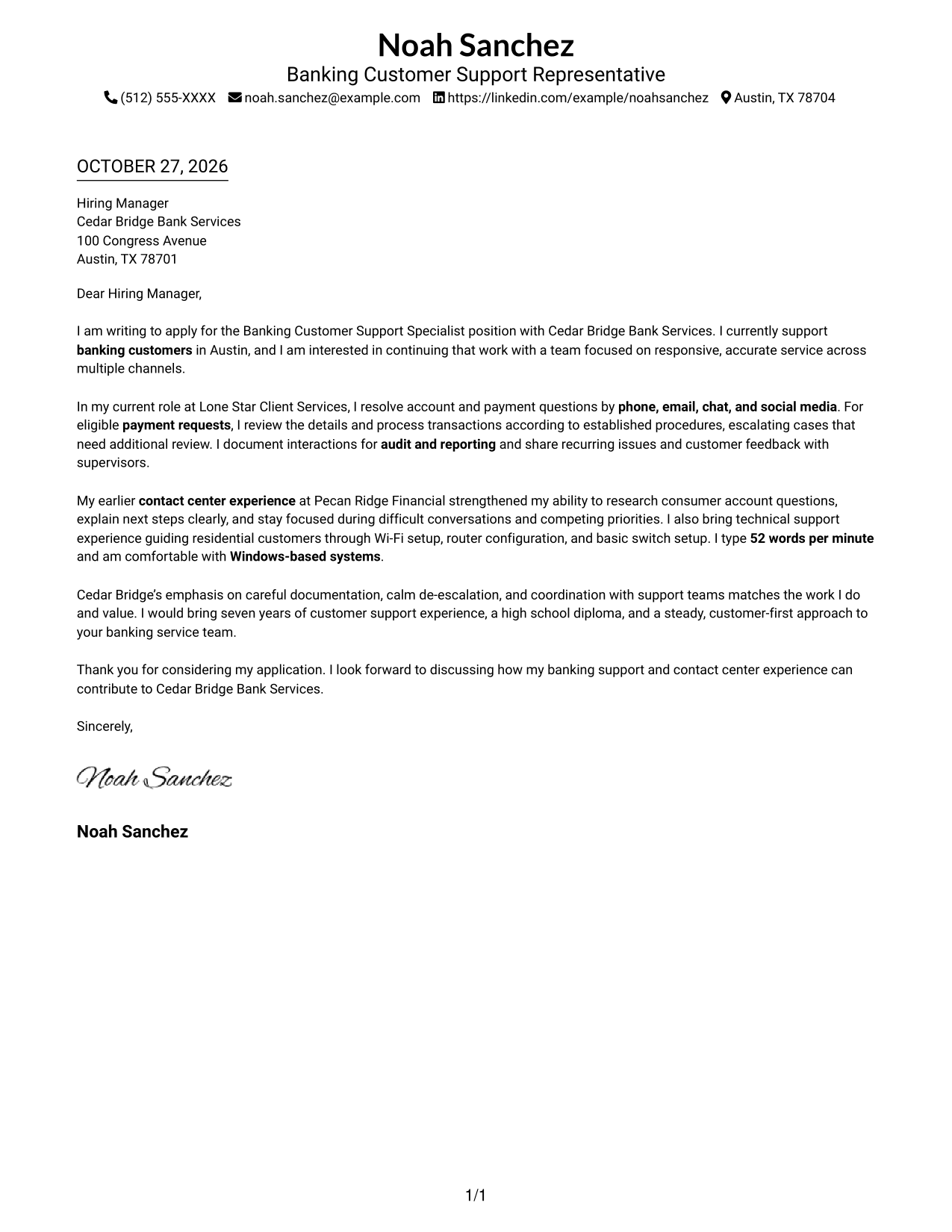 Cover letter example — page 1