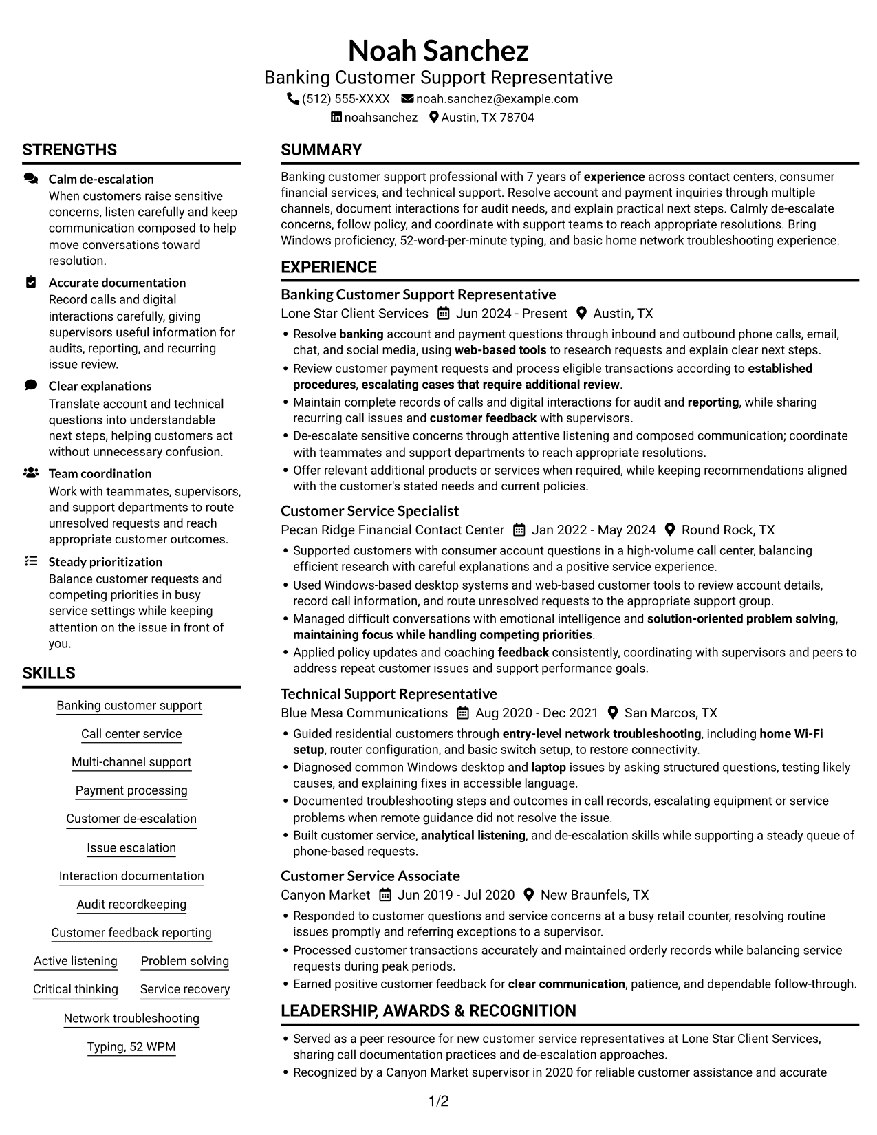 Resume example — page 1