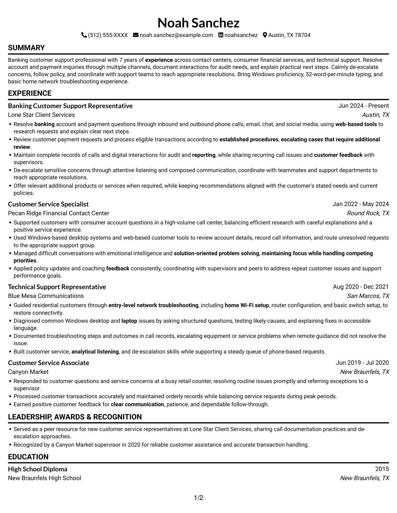 Resume example — page 1