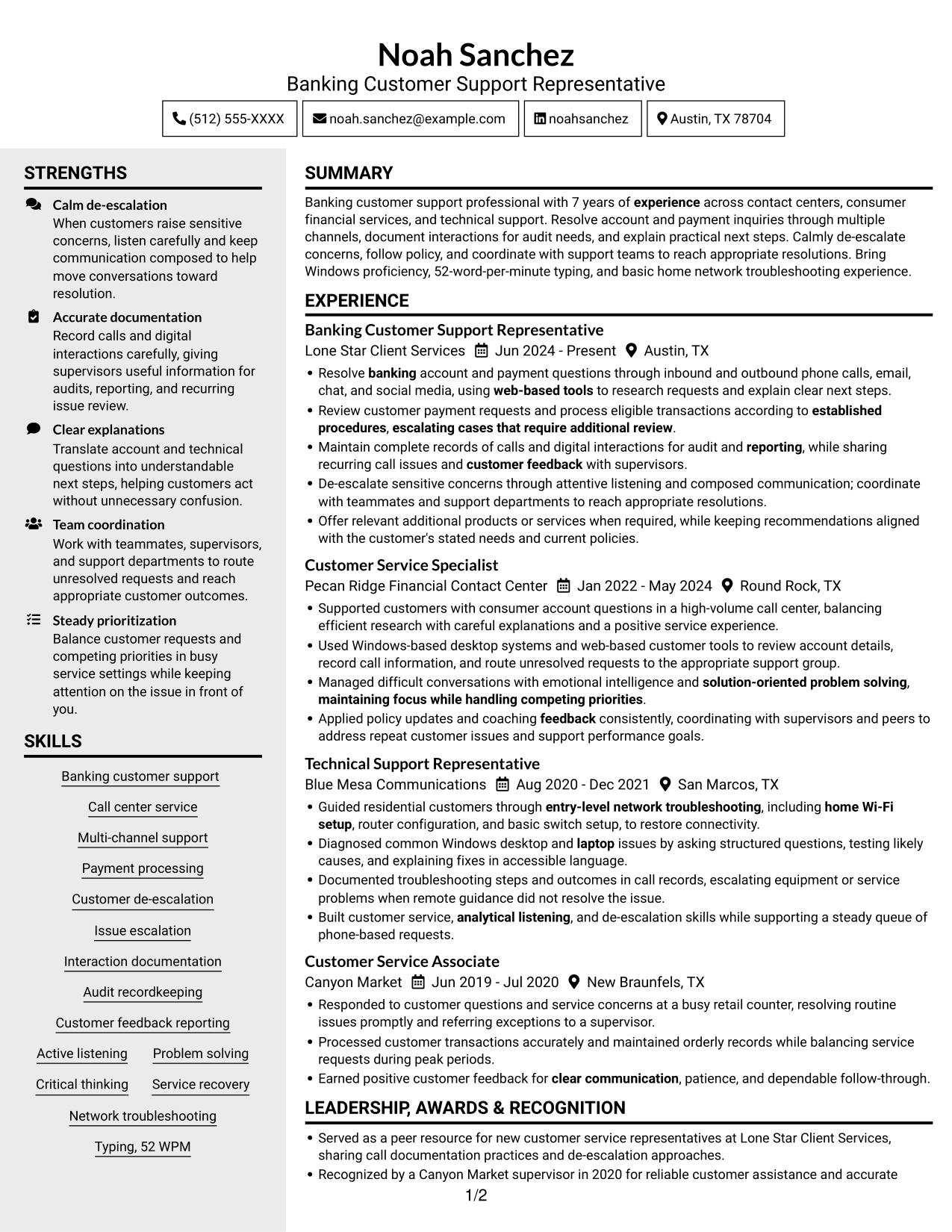 Resume example — page 1