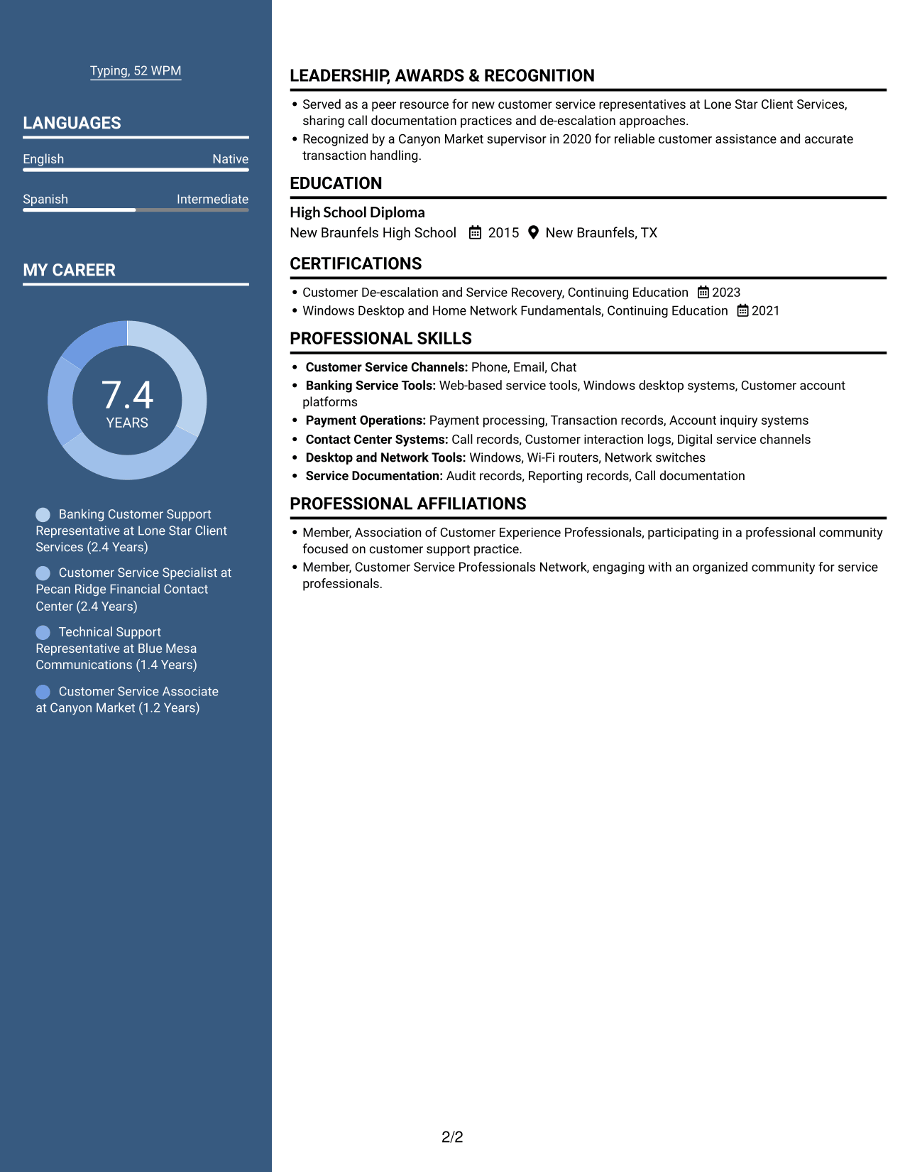 Resume example — page 2